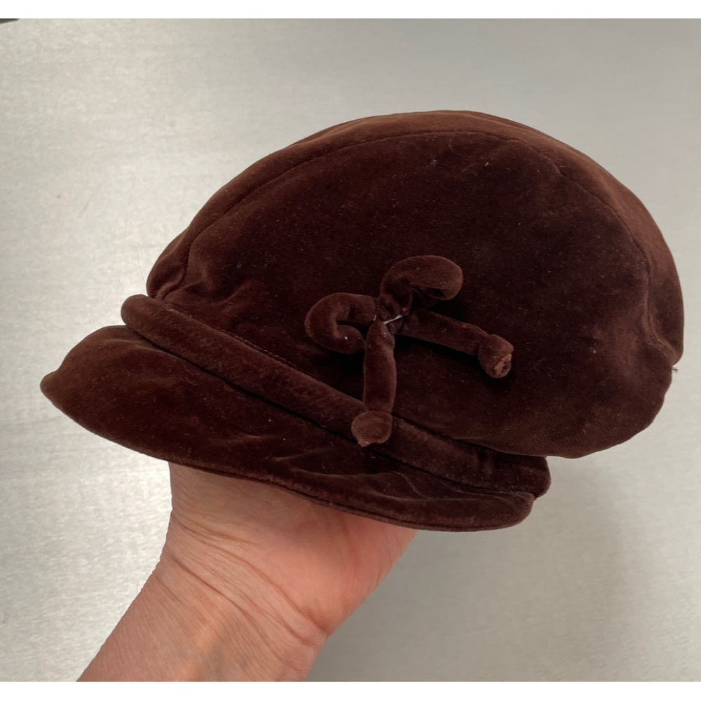 Vintage brown velvet girls cap / hat